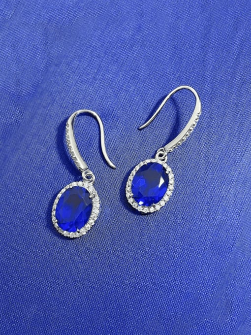 M&J 925 Sterling Silver Natural Stone Geometric Luxury Hook Earring 0