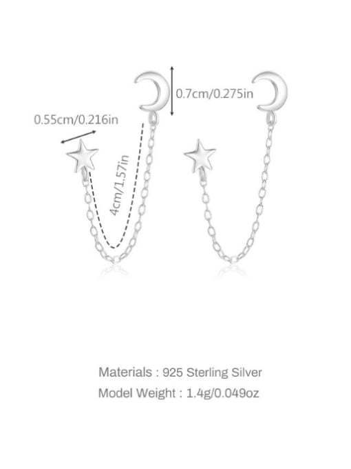 YUANFAN 925 Sterling Silver Moon  Tassel Minimalist Drop Earring 2