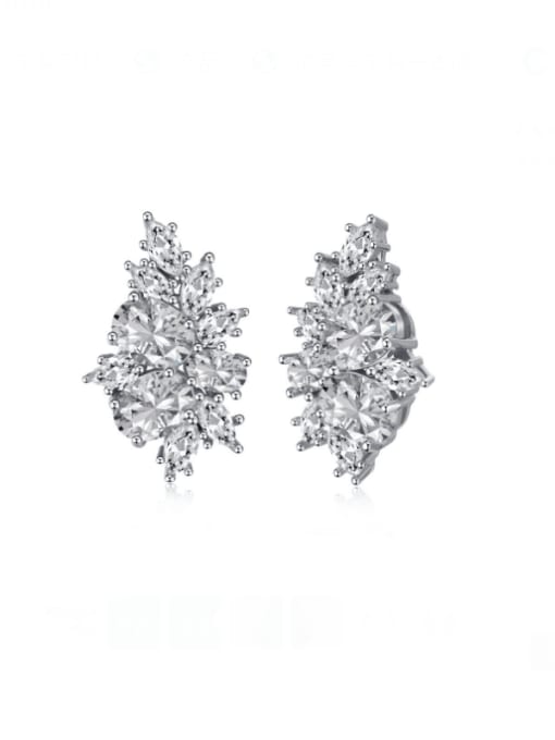 Platinum white DY110141 925 Sterling Silver Cubic Zirconia Irregular Luxury Stud Earring