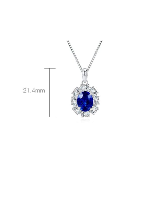A&T Jewelry 925 Sterling Silver High Carbon Diamond Blue Flower Luxury Necklace 2