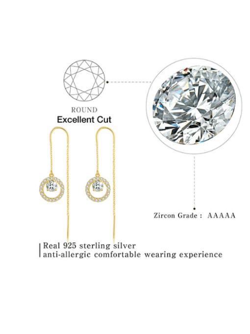 LOLUS 925 Sterling Silver Cubic Zirconia Geometric Minimalist Threader Earring 2