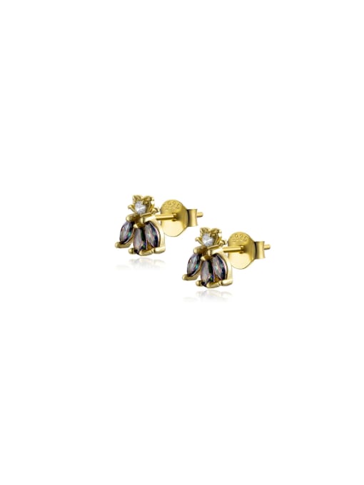 MZ- Silver 925 Sterling Silver Cubic Zirconia Bee Dainty Stud Earring 0