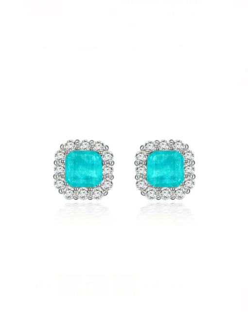 A&T Jewelry 925 Sterling Silver Cubic Zirconia Square Luxury Stud Earring