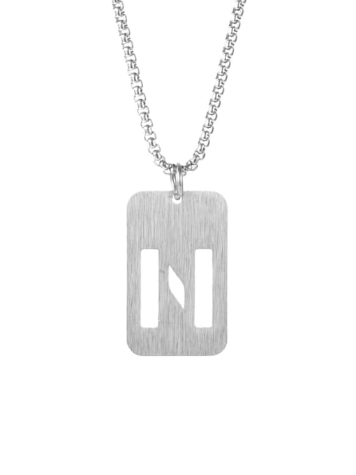 Letter N Pearl Chain Titanium Steel Letter Minimalist Long Strand Necklace