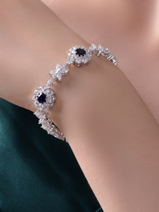 A&T Jewelry 925 Sterling Silver Cubic Zirconia Geometric Luxury Bracelet 4