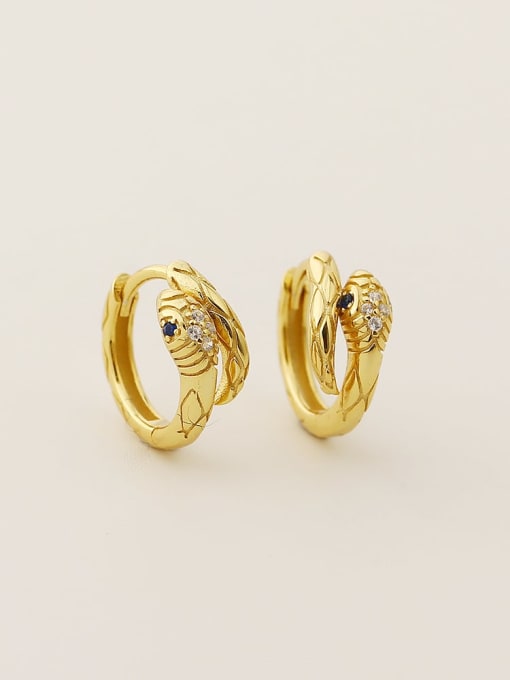 Golden color 925 Sterling Silver Cubic Zirconia Snake Trend Huggie Earring