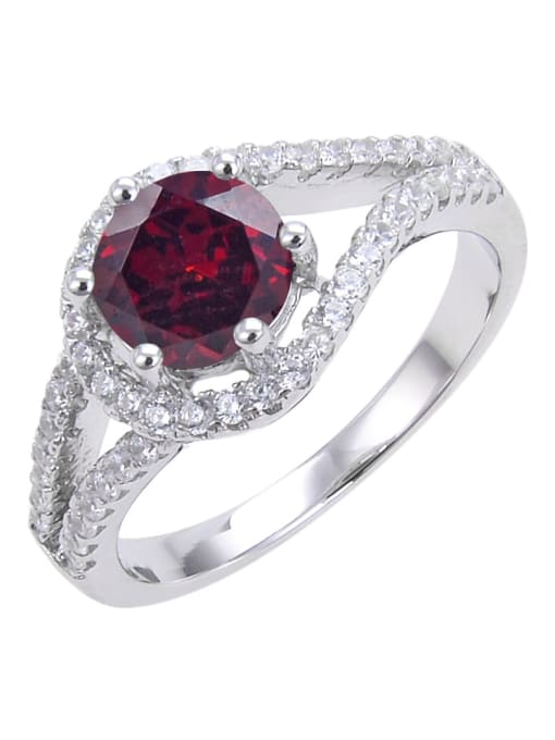 Natural garnet ring 925 Sterling Silver Moissanite Geometric Luxury Band Ring