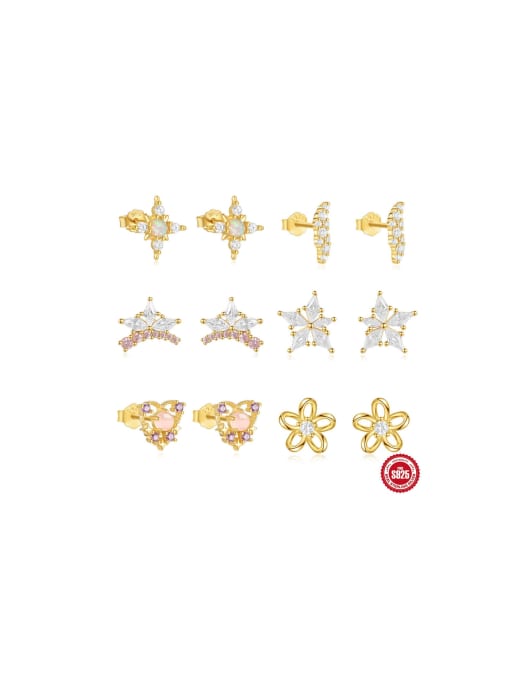 YUANFAN 925 Sterling Silver Natural African Opal Star Dainty Single Earring