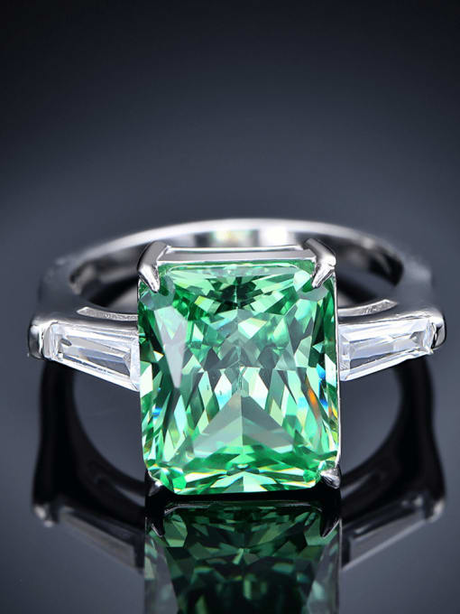 Safari Green 10 925 Sterling Silver High Carbon Diamond Geometric Dainty Band Ring