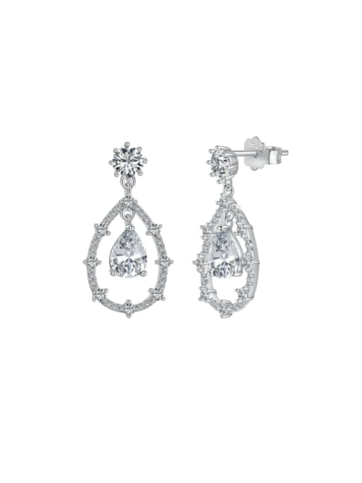 Platinum DY110263 S W WH 925 Sterling Silver Cubic Zirconia Water Drop Luxury Cluster Earring