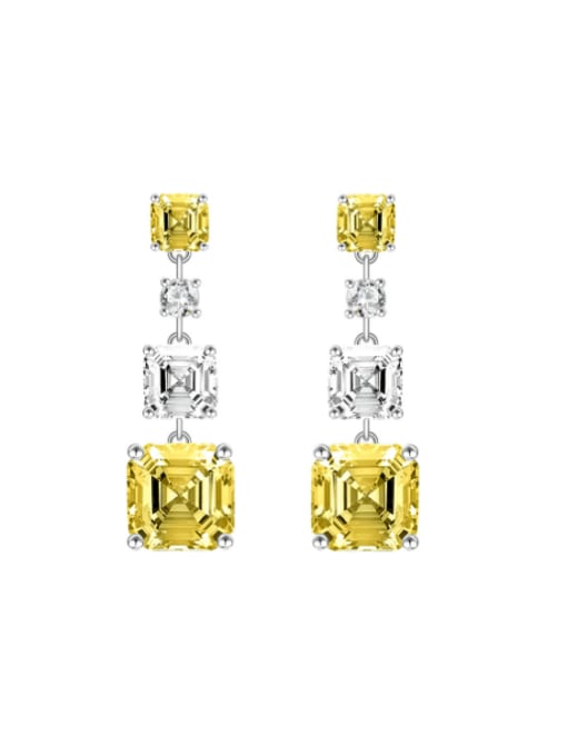 A&T Jewelry 925 Sterling Silver High Carbon Diamond Geometric Luxury Drop Earring 0