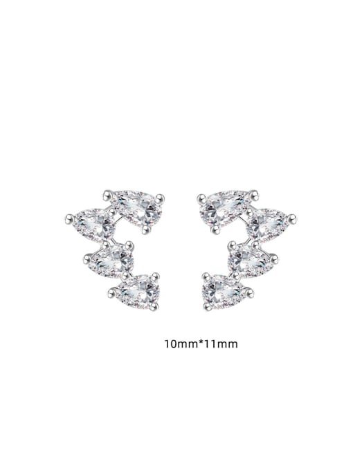 white 925 Sterling Silver Cubic Zirconia Heart Dainty Cluster Earring