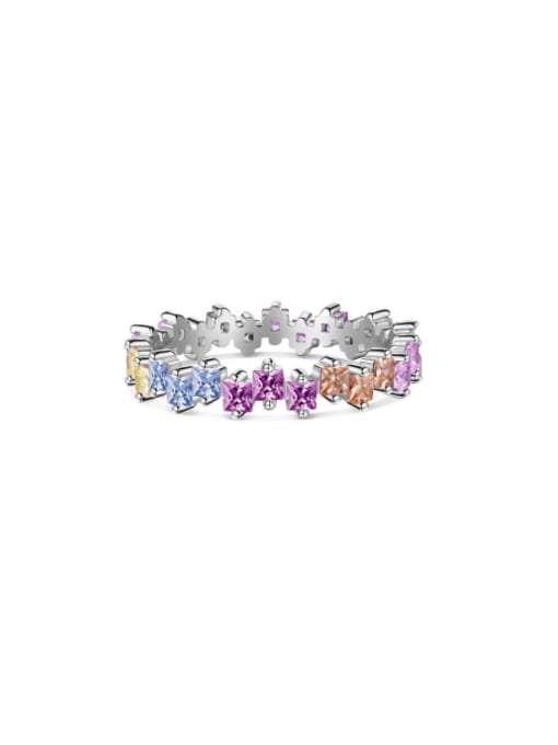 DY120939 925 Sterling Silver Cubic Zirconia Geometric Luxury Cocktail Ring