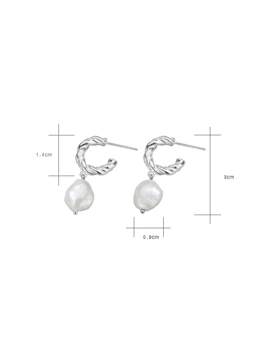 PNJ-Silver 925 Sterling Silver Freshwater Pearl Irregular Minimalist Drop Earring 2