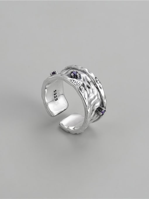 purple 925 Sterling Silver Cubic Zirconia Geometric Band Ring