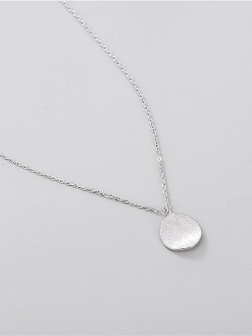 Round brushed Necklace 925 Sterling Silver Round Minimalist Necklace