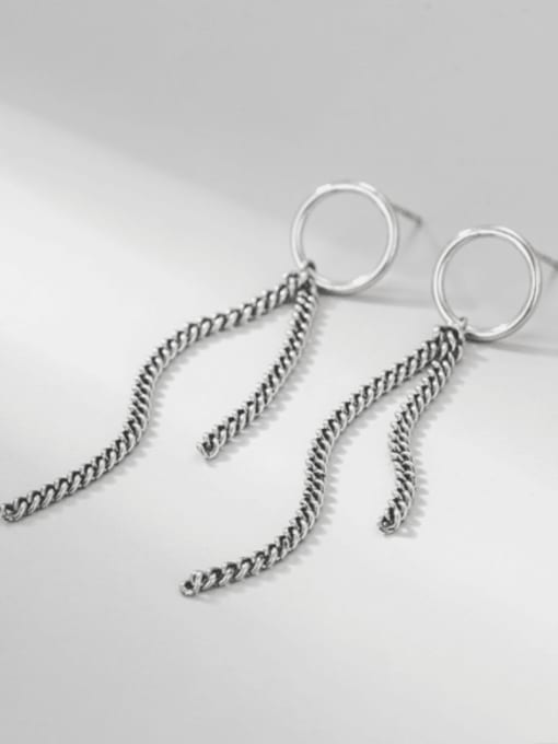 Chain Earrings 925 Sterling Silver Tassel  Chain  Vintage Threader Earring
