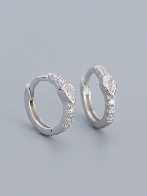 White gold (water drop stone) 925 Sterling Silver Cubic Zirconia Geometric Dainty Stud Earring