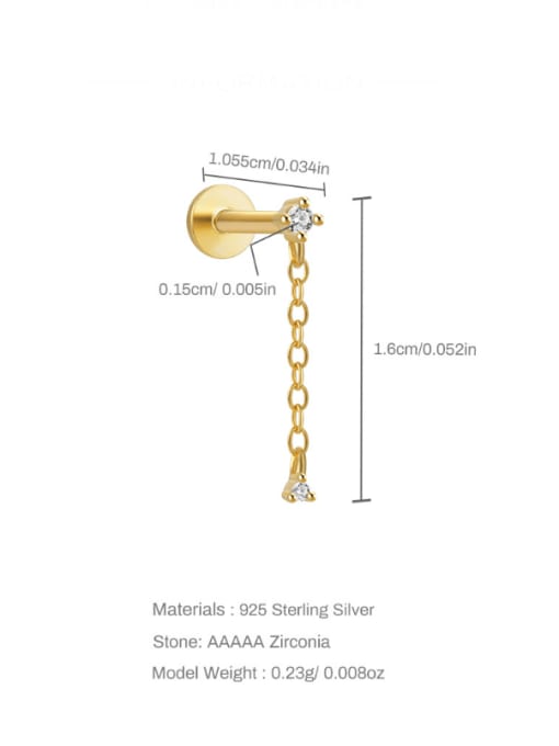 Single Gold 8 925 Sterling Silver Cubic Zirconia Water Drop Dainty Single Earring