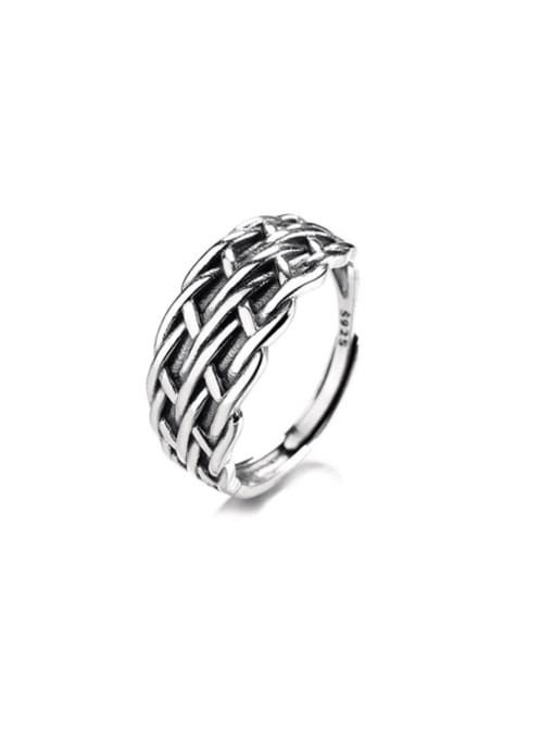TAIS 925 Sterling Silver Geometric Vintage Twist Weave Stackable Ring 0