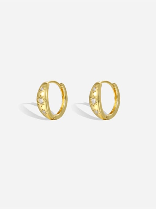 E2557 Gold 925 Sterling Silver Star  Geometric Minimalist Huggie Earring