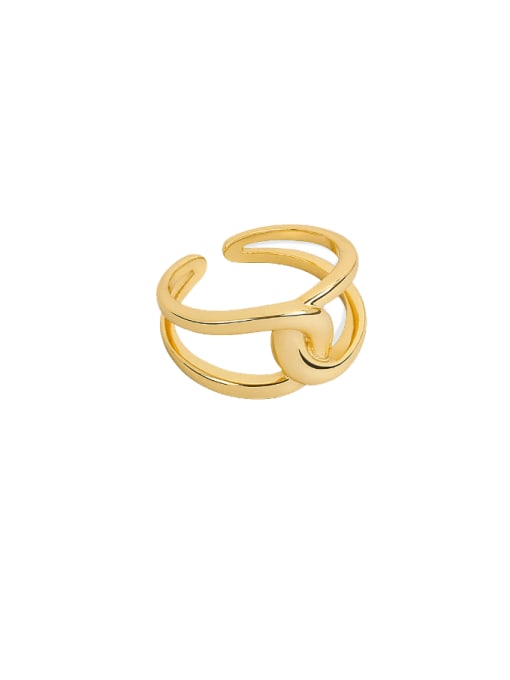 golden 925 Sterling Silver Geometric Vintage Stackable Ring