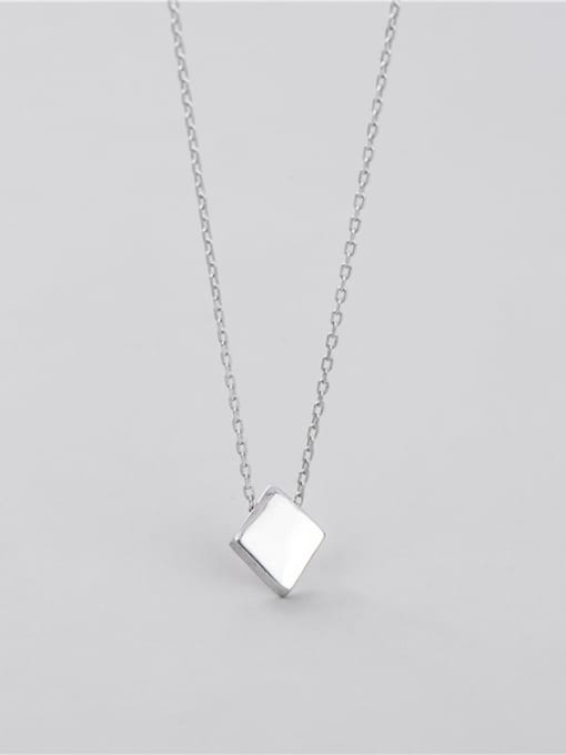 diamond  8.8mm*7.3mm 925 Sterling Silver Geometric Minimalist Necklace