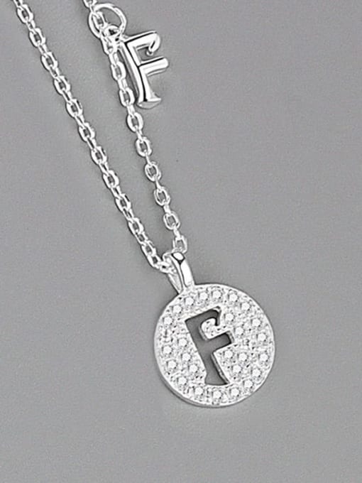 Silver (letter F) 925 Sterling Silver Cubic Zirconia Letter Minimalist Necklace