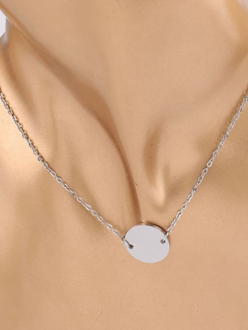 Steel color yp004 15mm Stainless steel Round Minimalist Necklace
