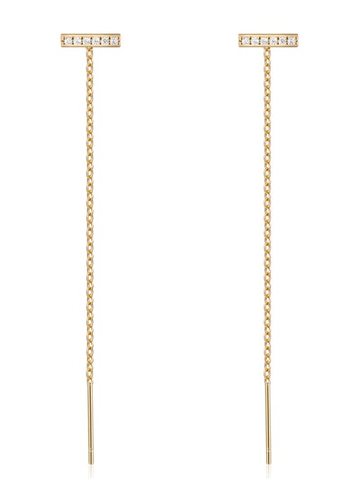 YUANFAN 925 Sterling Silver Cubic Zirconia Tassel Minimalist Threader Earring 0