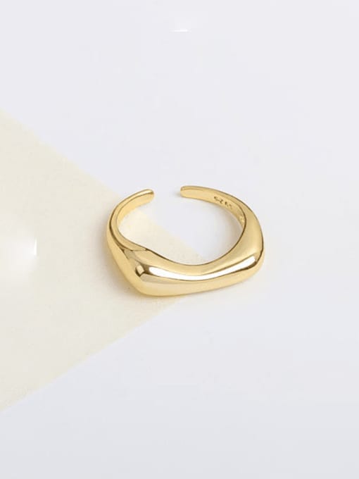 Concave 18k gold color 925 Sterling Silver Irregular Minimalist Band Ring