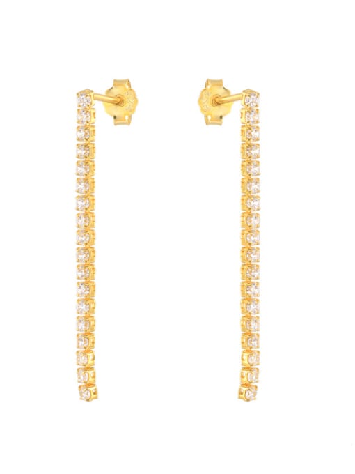 YUANFAN 925 Sterling Silver Cubic Zirconia Tassel Dainty Drop Earring 0