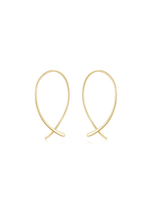 golden 925 Sterling Silver Geometric Line Minimalist Hook Earring