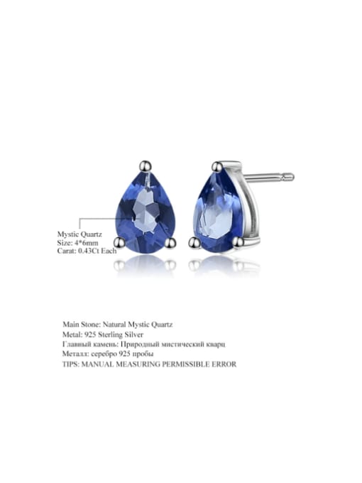 Plated Crystal Violet Blue 925 Sterling Silver Swiss Blue Topaz Water Drop Luxury Stud Earring