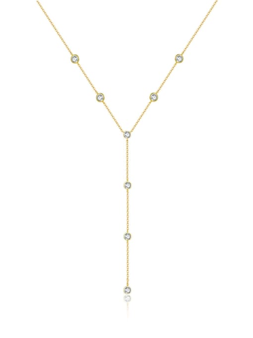 18k gold 925 Sterling Silver Cubic Zirconia Tassel Minimalist Tassel Necklace