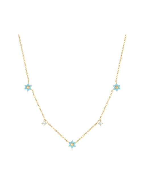 golden 925 Sterling Silver Turquoise Star Dainty Necklace