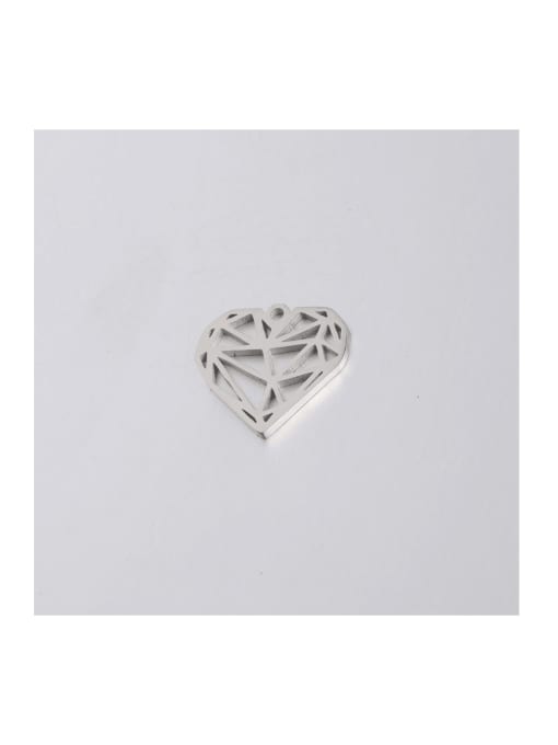 MEN PO Stainless Steel Hollow Diamond Peach Heart Pendant