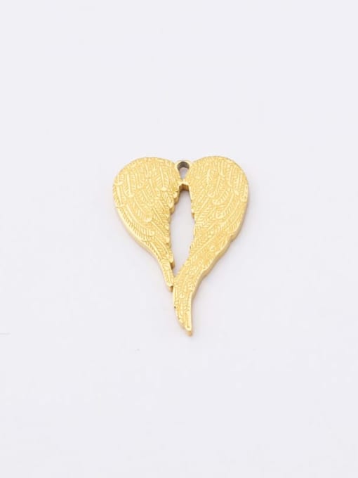golden Stainless steel  heart-shaped angel wings feathers Pendant