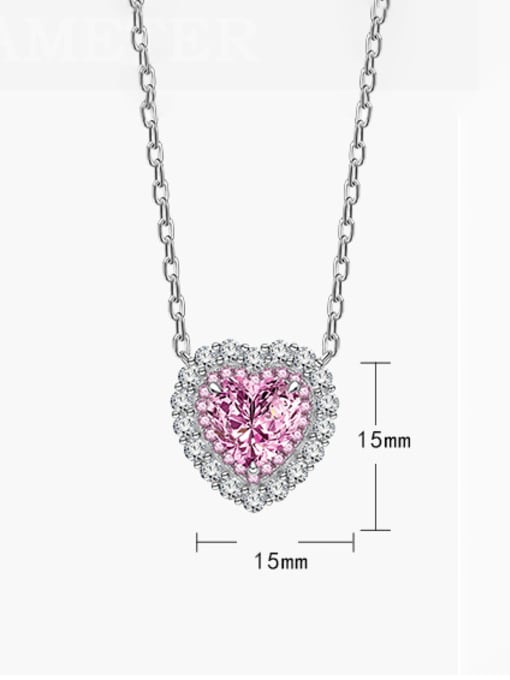 A&T Jewelry 925 Sterling Silver Cubic Zirconia Heart Dainty Necklace 3