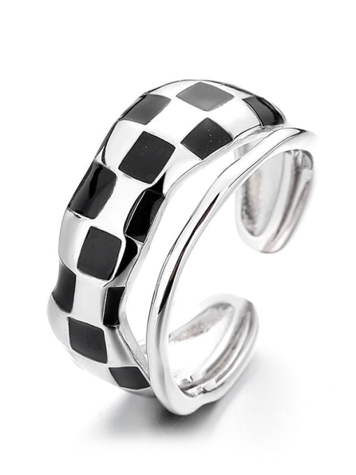D1614.5g 925 Sterling Silver Enamel Geometric Trend Band Ring