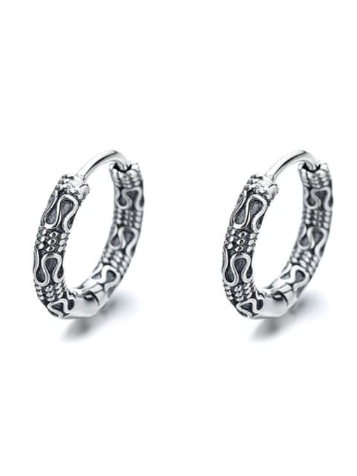034HR approximately 2.4g pairs 925 Sterling Silver Geometric Ethnic Hoop Earring