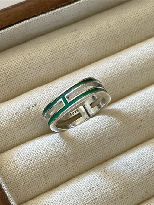 Letter H ring 925 Sterling Silver Enamel Flower Trend Band Ring