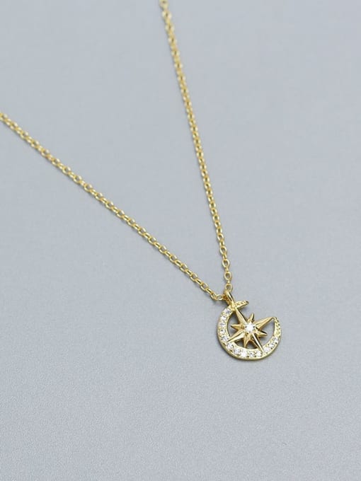 Gold color 925 Sterling Silver Cubic Zirconia Star Dainty Necklace