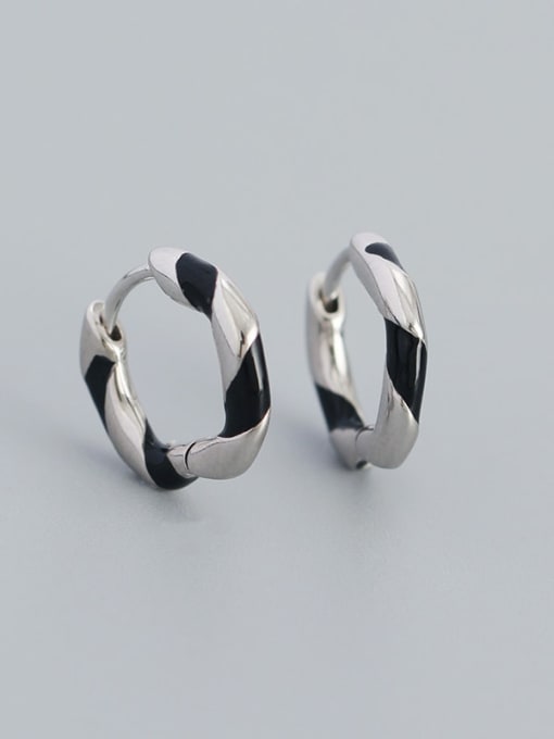 White gold (black) 925 Sterling Silver Enamel Geometric Trend Stud Earring