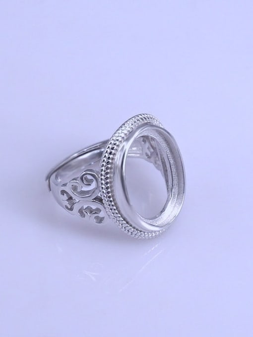 Supply 925 Sterling Silver 18K White Gold Plated Geometric Ring Setting Stone size: 12*16mm 2