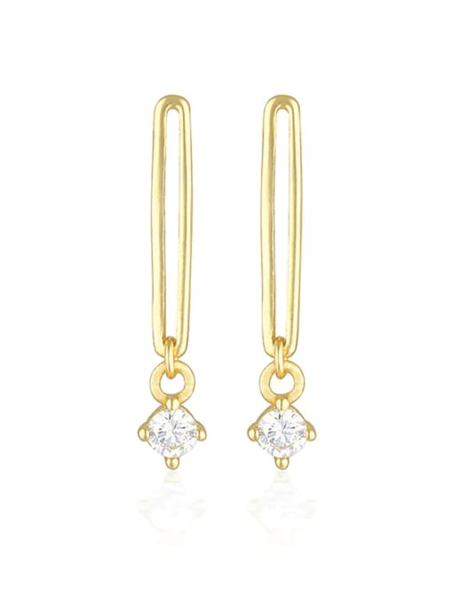 YUANFAN 925 Sterling Silver Cubic Zirconia Geometric Minimalist Drop Earring