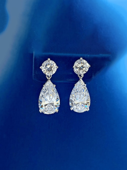 M&J 925 Sterling Silver High Carbon Diamond Water Drop Luxury Drop Earring 2