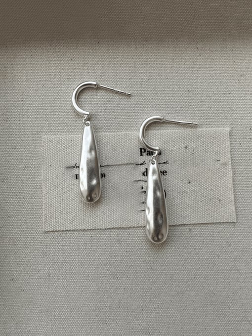 17ES54 925 Sterling Silver Water Drop Vintage Hook Earring