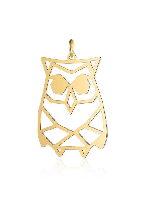 JA129 2x5 Stainless steel Gold Plated Owl Charm Height :21 mm , Width:  34mm