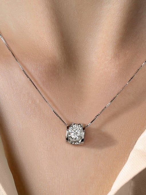 LOLUS 925 Sterling Silver Moissanite Square Dainty Necklace 1